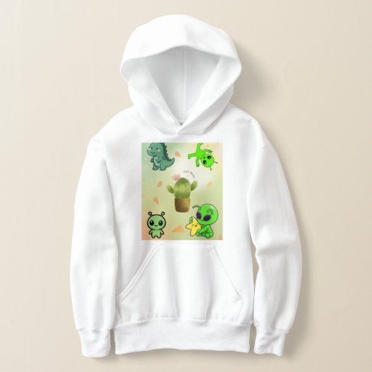 cute alien&cactus hoodie,Add a touch of cosmic cut (レイダウン)