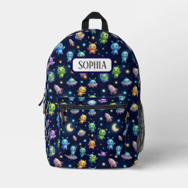 Cute Alien Galaxy Pattern Backpack プリントバックパック