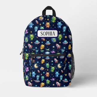 Cute Alien Galaxy Pattern Backpack プリントバックパック
