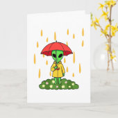 Cute Alien Get Well Soon Card カード (黄色い花)