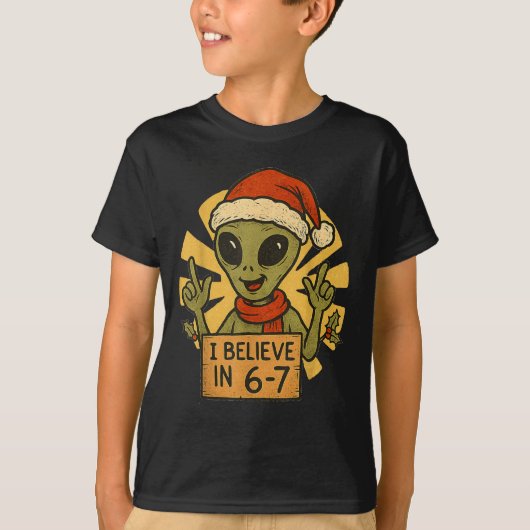 Cute Alien I Believe In 6-7 Christmas Holiday Desi Tシャツ (正面)