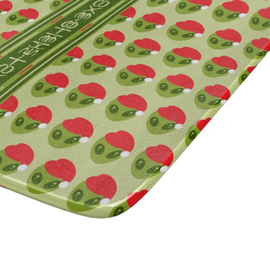 Cute Alien in Santa Hat Motif Your Text in Glyphs カッティングボード (角)