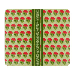 Cute Alien in Santa Hat Motif Your Text in Glyphs カッティングボード