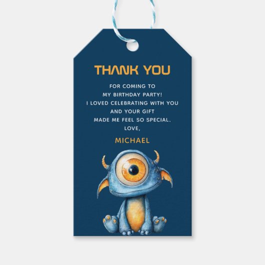 Cute Alien Outer Space 1st Birthday Thank You  ギフトタグ (正面)