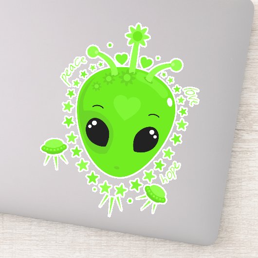 Cute Alien Peace Hope Love Kawaii シール (詳細)