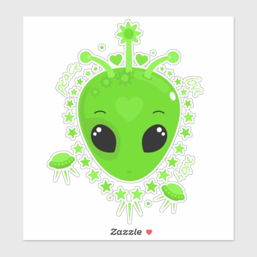 Cute Alien Peace Hope Love Kawaii シール (シート)