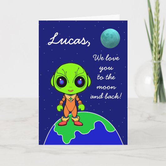 Cute Alien Valentine's Day Card by Jo Images 案内状 (正面)