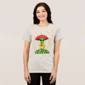 Cute Alien With Umbrella in Rain Space Character トライブレンドＴシャツ (正面全面)