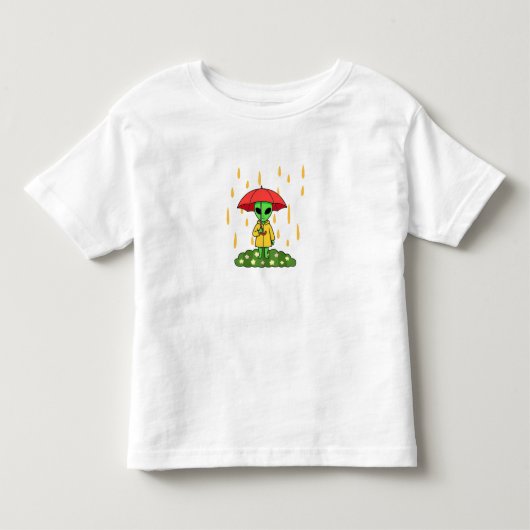 Cute Alien With Umbrella Kawaii Space Character トドラーTシャツ (正面)