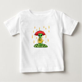 Cute Alien With Umbrella Kawaii Space Character ベビーTシャツ