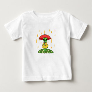 Cute Alien With Umbrella Kawaii Space Character ベビーTシャツ