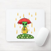 Cute Alien With Umbrella Kawaii Space Character マウスパッド (マウス)
