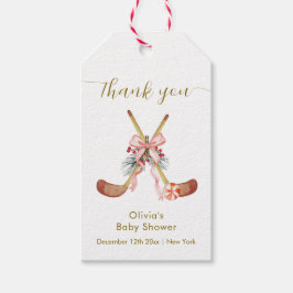 Cute All Stars Bow Floral Hockey Girl Baby Shower ギフトタグ