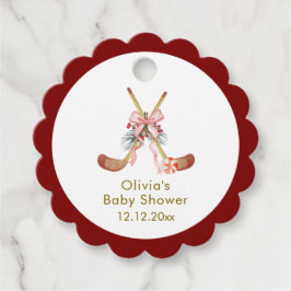 Cute All Stars Bow Floral Hockey Girl Baby Shower  フェイバータグ