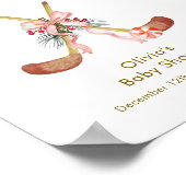 Cute All Stars Bow Hockey Girl Baby Shower Welcome ポスター (角)