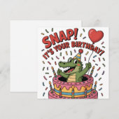 Cute Alligator Birthday Cake Party Design シーズンカード (正面/裏面)