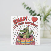 Cute Alligator Birthday Cake Party Design シーズンカード (スタンド正面)