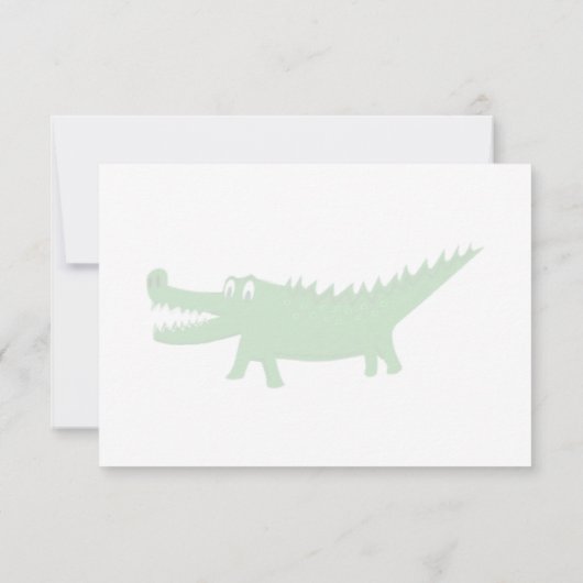 Cute Alligator Drawing Lined Monogram Custom ノートカード (裏面)