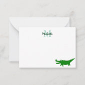  Cute Alligator Drawing Lined Personalized ノートカード (正面)