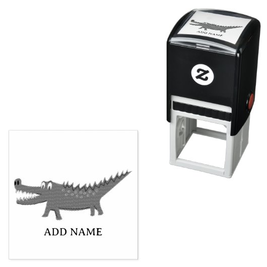 Cute Alligator Drawing Personalized Name セルフインキングスタンプ (インサイチュ)