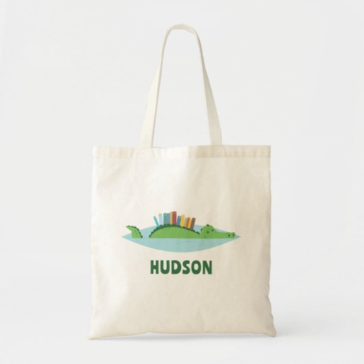 Cute Alligator Library Tote Bag トートバッグ (正面)