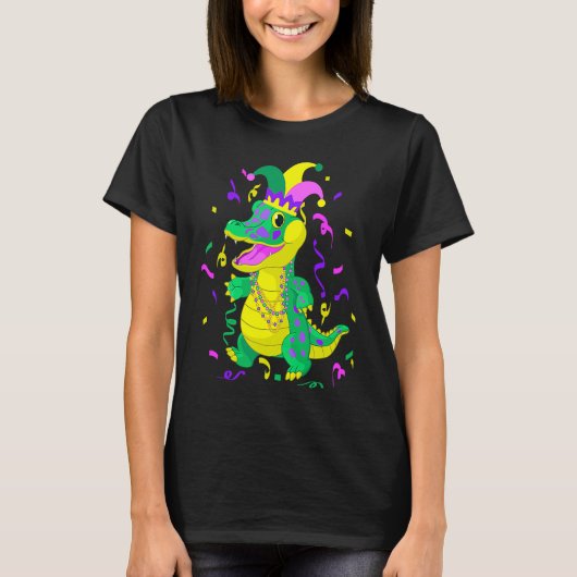 Cute Alligator Mardi Gras   Mardi Gras Alligator Tシャツ (正面)