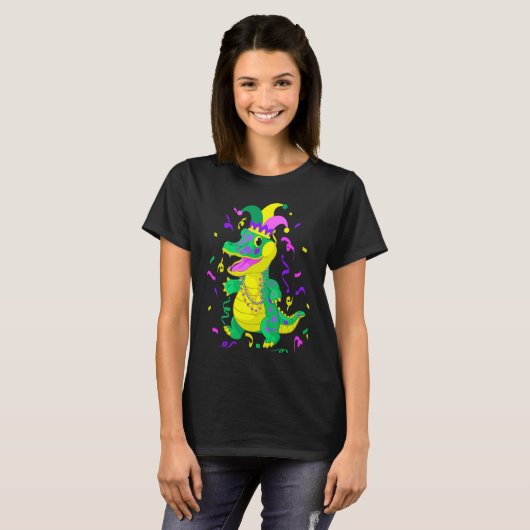 Cute Alligator Mardi Gras   Mardi Gras Alligator Tシャツ (正面フル)