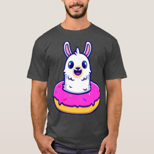 Cute Alpaca With Doughnut Cartoon Tシャツ