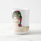 Cute alpaca with festive hat コーヒーマグカップ (中央)