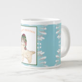 Cute alpaca with festive hat ジャンボコーヒーマグカップ (正面右)