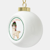 Cute alpaca with festive hat セラミックボールオーナメント (右)