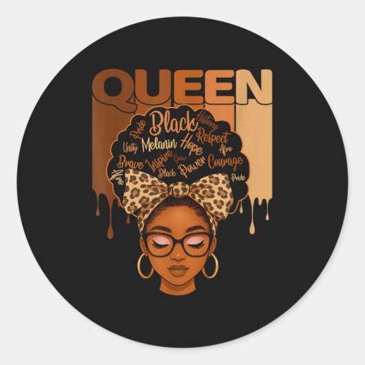 Cute American Melanin History Queen Black African ラウンドシール (正面)