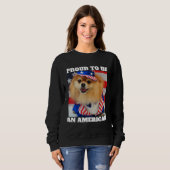 Cute American Patriotic Uncle Sam Pomeranian Dog 2 スウェットシャツ (正面フル)