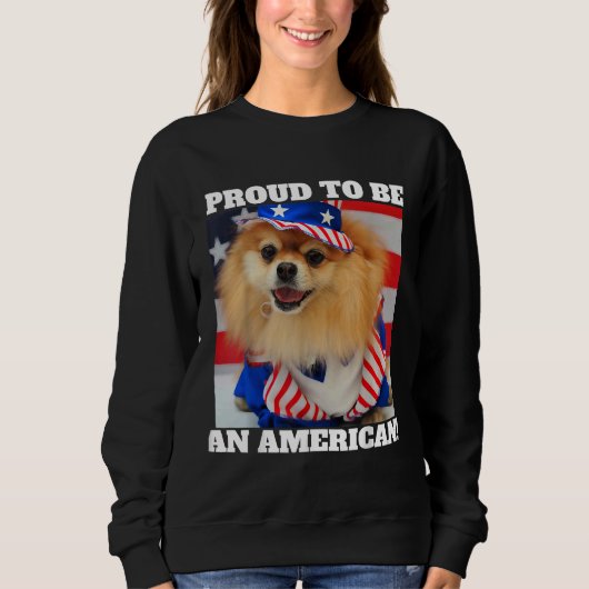 Cute American Patriotic Uncle Sam Pomeranian Dog 2 スウェットシャツ (正面)