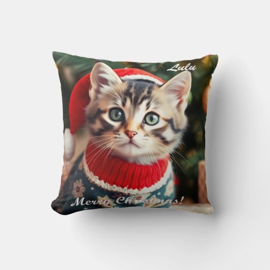 Cute American Shorthair Christmas Personalized クッション (正面)
