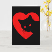 Cute &amp; Funny Cat Valentines Heart Graphic For  カード (黄色い花)