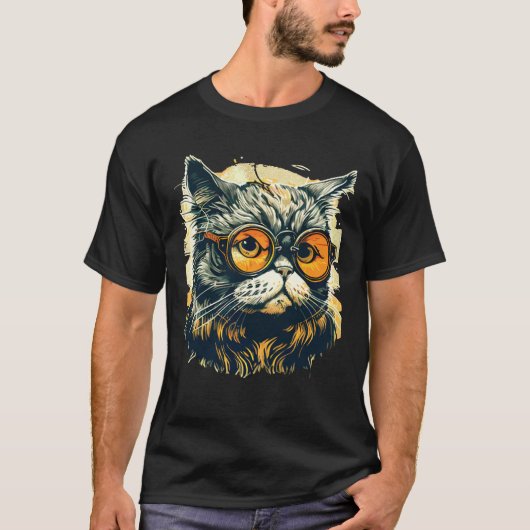 Cute Anamorphic Goggle Wearing Cat Unique Family Tシャツ (正面)