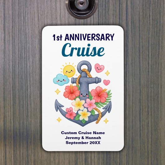 Cute Anchor 1st Anniversary Cruise Cabin Door マグネット