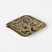 Cute ancient hieroglyph pumpkin and bat Halloween ペーパープレート (傾斜あり)