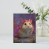 Cute and Adorable Sweet Hamster Dragon with Horns ポストカード (スタンド正面)
