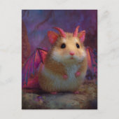 Cute and Adorable Sweet Hamster Dragon with Horns ポストカード (正面)