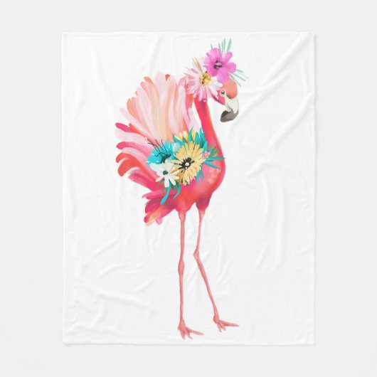 Cute and beautiful pink flamingo mexican bird with フリースブランケット (正面)