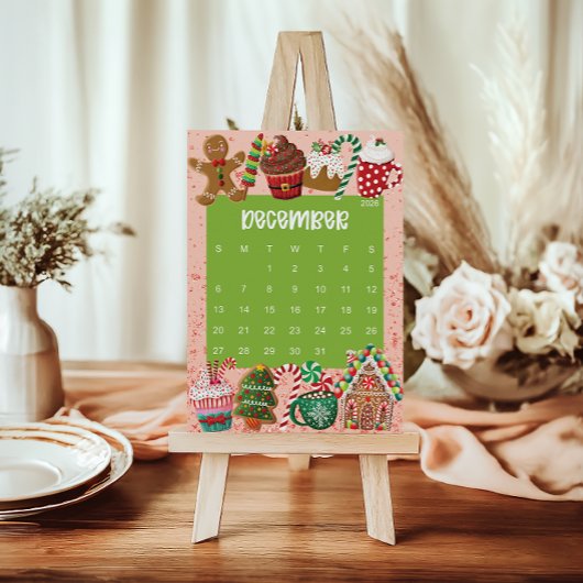 Cute and Colorful 2026 Calendar Page - December サンキューカード