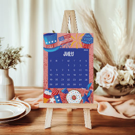 Cute and Colorful 2026 Calendar Page - July サンキューカード