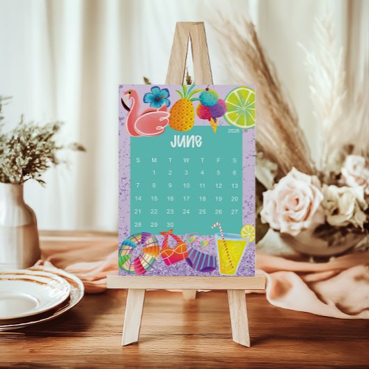 Cute and Colorful 2026 Calendar Page - June サンキューカード