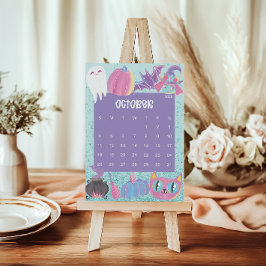 Cute and Colorful 2026 Calendar Page - October サンキューカード