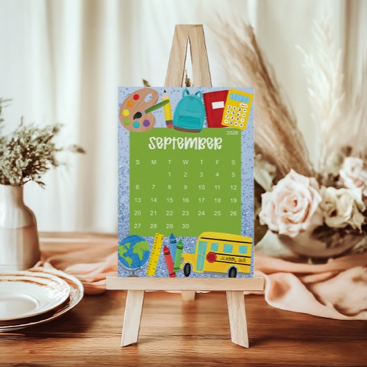 Cute and Colorful 2026 Calendar Page - September サンキューカード