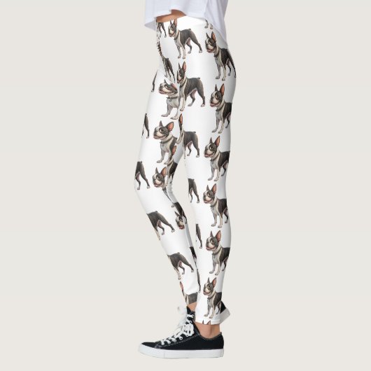 Cute and Colorful Boston Terrier Leggings レギンス (左)