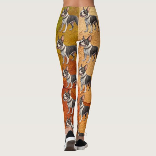 Cute and Colorful Boston Terrier Leggings レギンス (裏面)