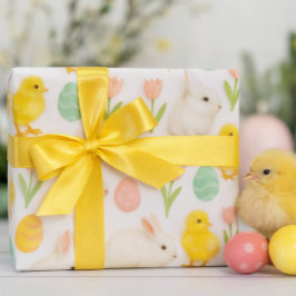 Cute and Colorful Bunny Chicken & Easter Eggs  ラッピングペーパー